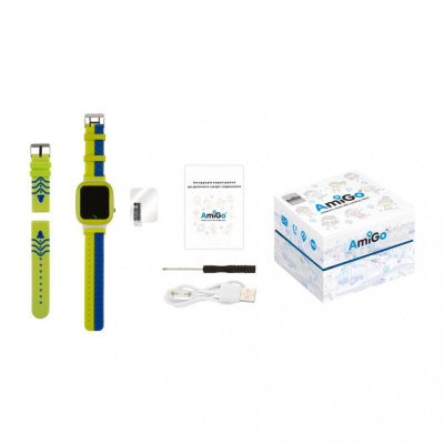 Дитячий розумний годинник AmiGo GO004 Splashproof Camera+LED Green