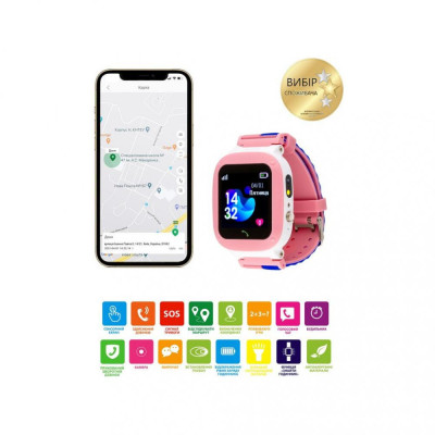 Дитячий розумний годинник AmiGo GO004 Splashproof Camera+LED Pink