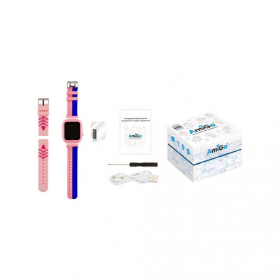 Дитячий розумний годинник AmiGo GO004 Splashproof Camera+LED Pink