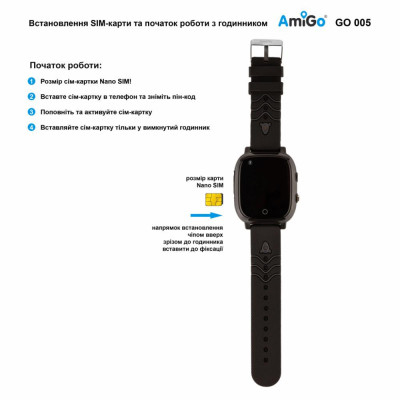 Дитячий розумний годинник AmiGo GO005 4G WIFI Thermometer Black