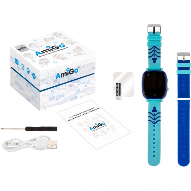 Дитячий розумний годинник AmiGo GO005 4G WIFI Thermometer Blue