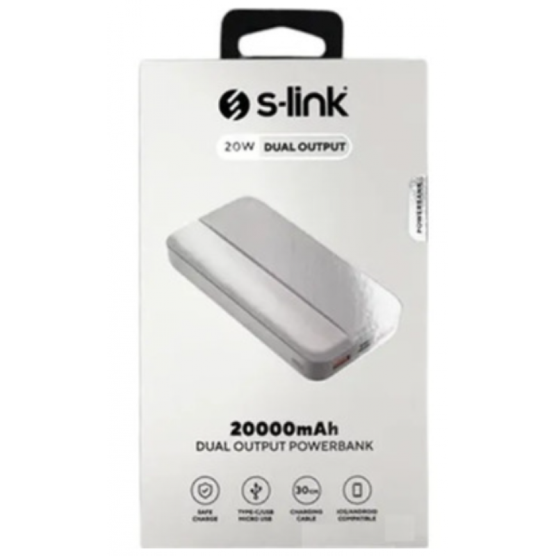 Зовнішній акумулятор (павербанк) S-link P201 20000mAh White