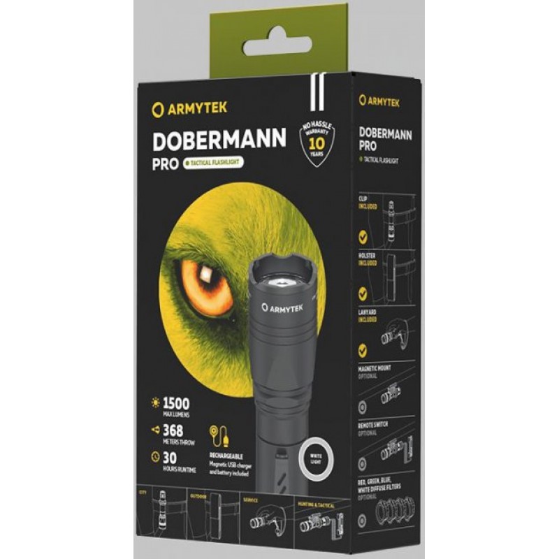 Ліхтар тактичний Armytek Dobermann Magnet USB White (F07501C)