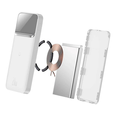 Зовнішній акумулятор (павербанк) Baseus Magnetic 10000mAh 20W white (PPMT-02)