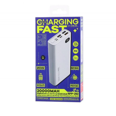 Зовнішній акумулятор (павербанк) REMAX Gallop Series 20W+22.5W PD+QC Fast Charging Power Bank 20000mAh RPP-292