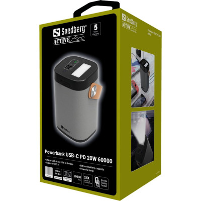 Зовнішній акумулятор (павербанк) Sandberg 60000mAh/PD/22.5W (420-71)