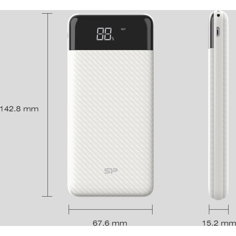 Зовнішній акумулятор (павербанк) Silicon Power GP28 10000mAh White (SP10KMAPBKGP280W)