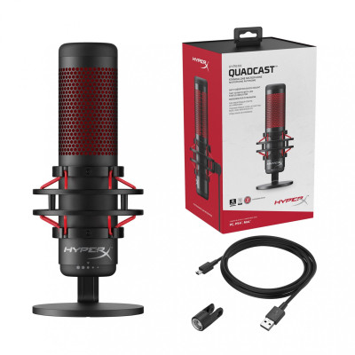 Мікрофон для ПК/для стрімінгу, подкастів HyperX Quadcast (HX-MICQC-BK)