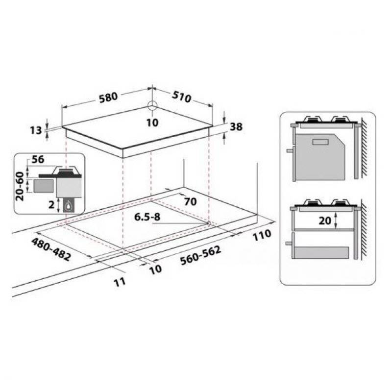 Варильна поверхня газова Indesit THP 641 W/IX/I EE