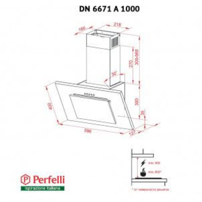 Похила витяжка Perfelli DN 6671 A 1000 W