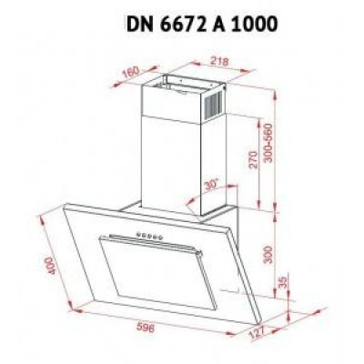 Похила витяжка Perfelli DN 6672 A 1000 BL/I LED