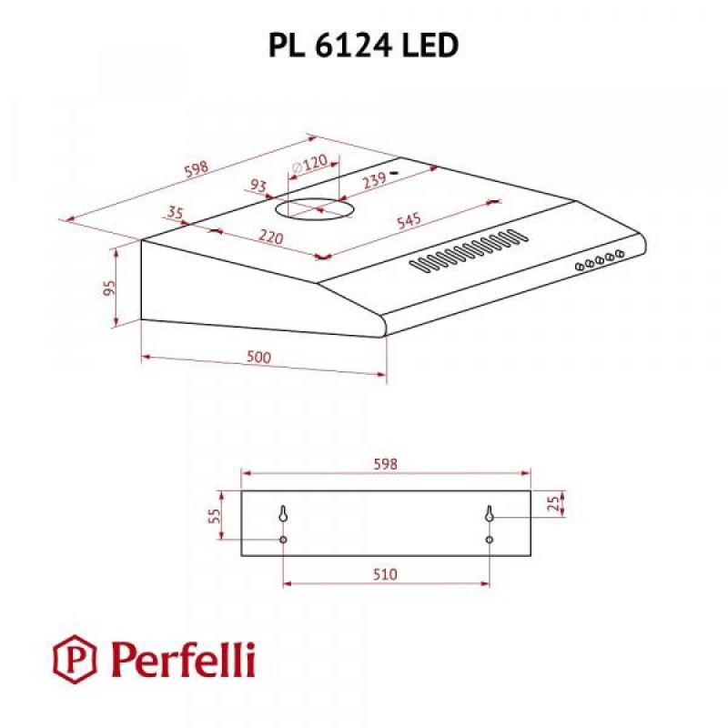 Витяжка плоска Perfelli PL 6124 I LED