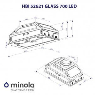 Вбудована витяжка Minola HBI 52621 BL GLASS 700 LED