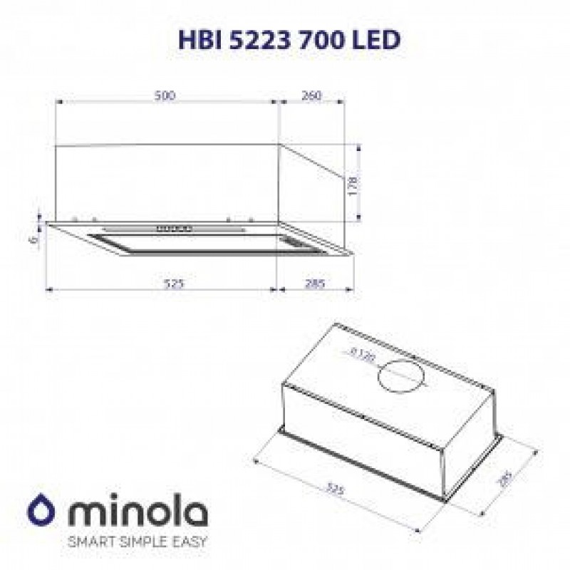 Вбудована витяжка Minola HBI 5323 WH 800 LED