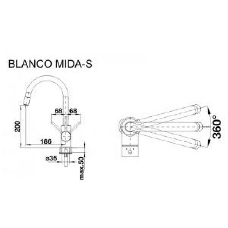 Змішувач для кухонного миття Blanco MIDA-S 521454