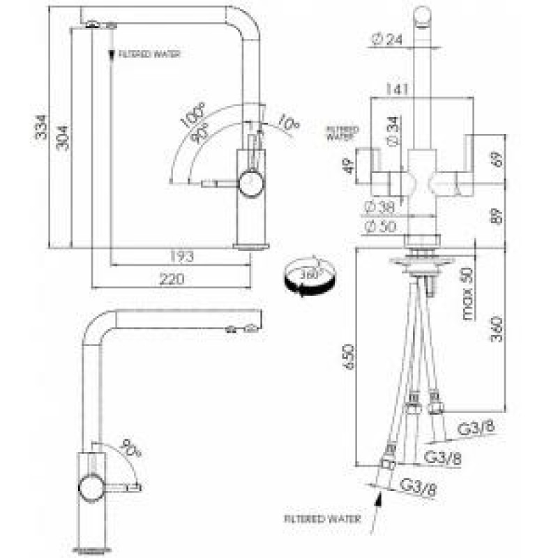 Змішувач для кухонного миття Franke Neptune Clear Water 115.0370.689