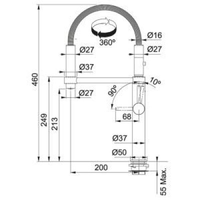 Змішувач для кухонного миття Franke Pescara Semi-Pro 360 115.0545.136