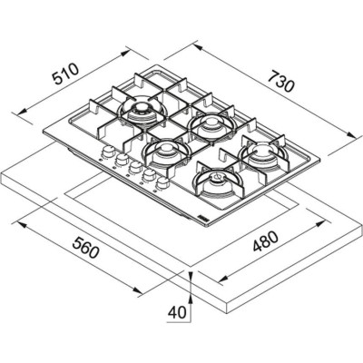 Варильна поверхня газова Franke FHMA 755 4G DCL MB C (106.0670.114)