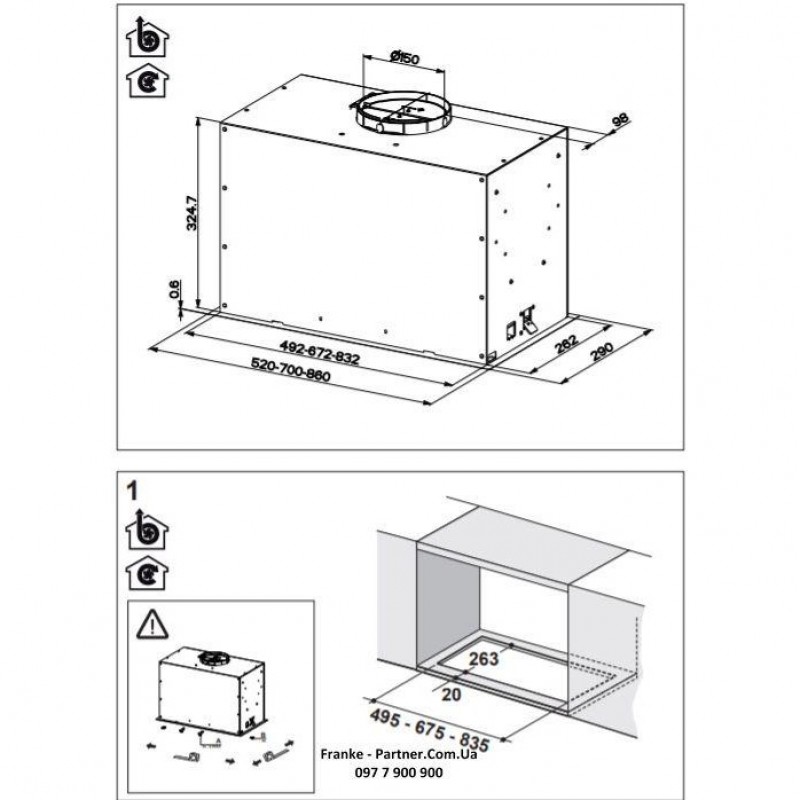 Витяжка, що вбудовується Franke Box Flush EVO FBFE BK MATT A70 (305.0665.365)