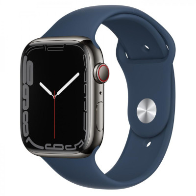 Смарт-годинник Apple Watch Series 7 GPS + Cellular 41mm Graphite S. Steel Case w. Abyss Blue S. Band (MKHJ3)
