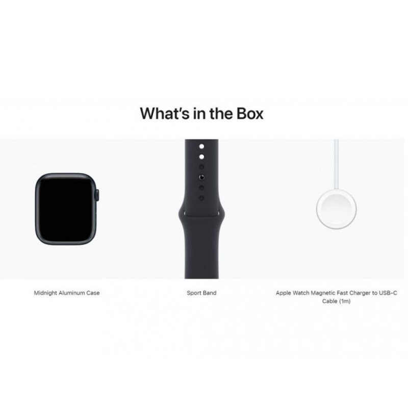 Смарт-годинник Apple Watch Series 8 GPS 41mm Midnight Aluminum Case w. Midnight Sport Band - Size M/L (MNU83)