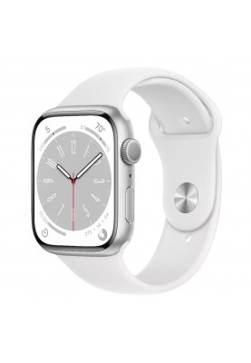 Смарт-годинник Apple Watch Series 8 GPS 45mm Silver Aluminum Case with White S. Band-M/L (MP6N3, MP6Q3)