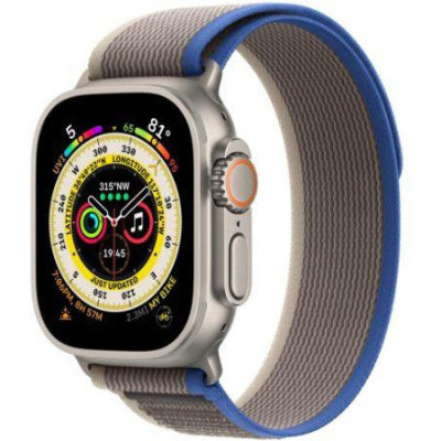 Смарт-годинник Apple Watch Ultra GPS + Cellular 49mm Titanium Case with Blue/Gray Trail Loop-S/M (MNHE3/MNHL3)