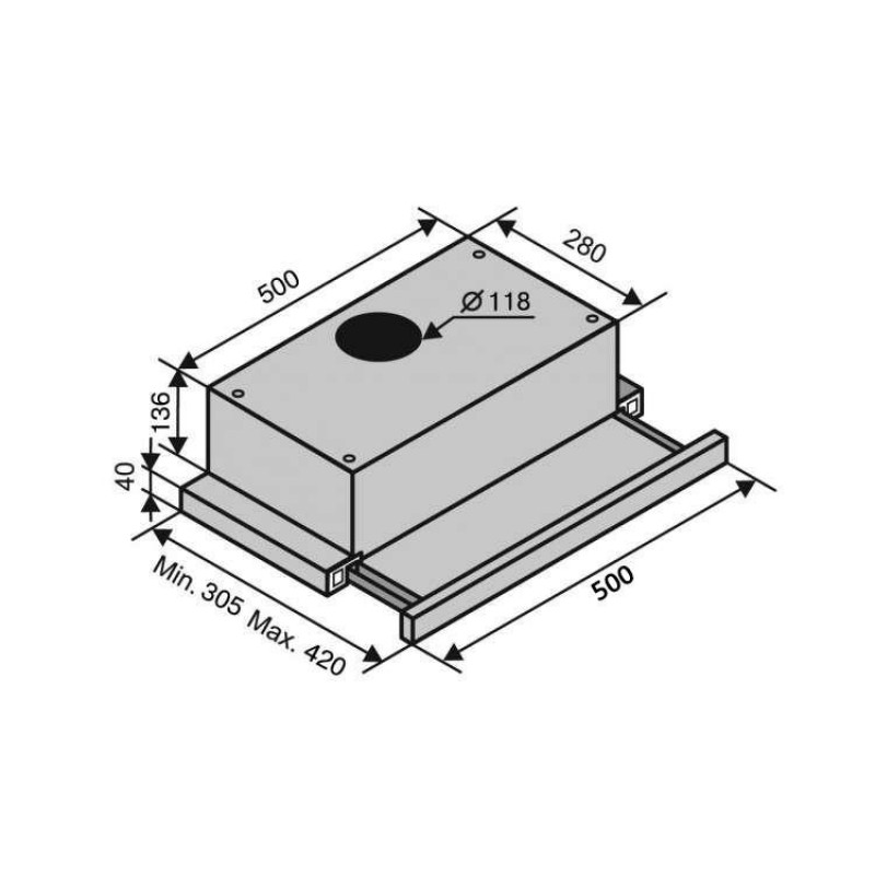 Витяжка телескопічна Ventolux GARDA 50 BK (750) SMD LED