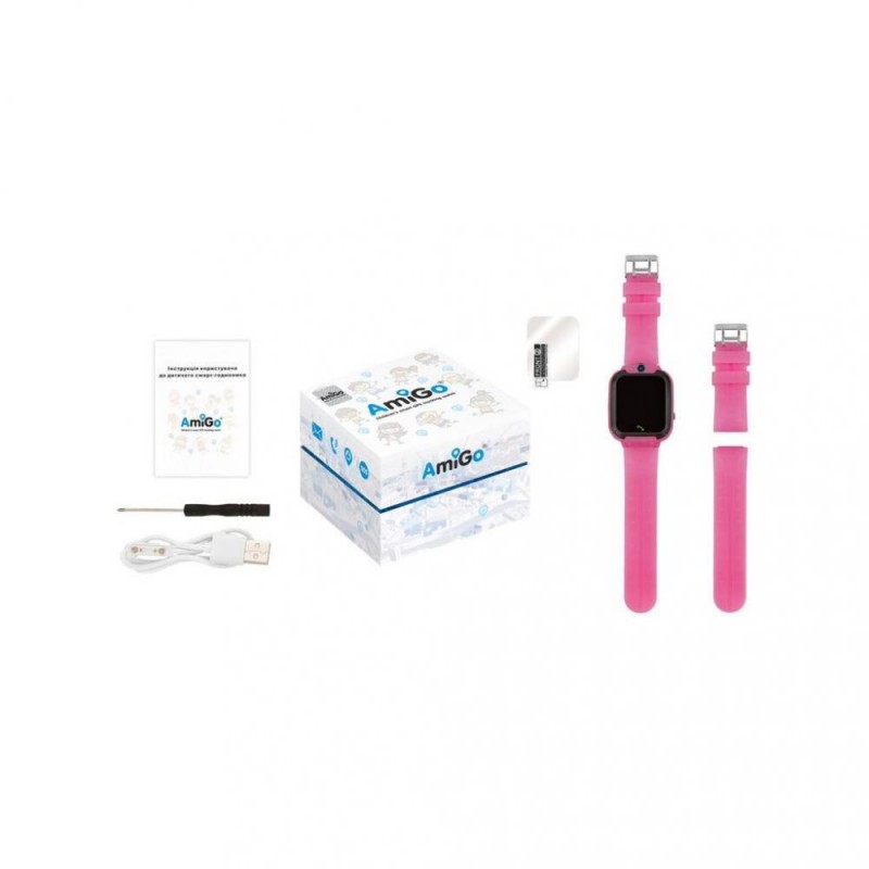 Дитячий розумний годинник AmiGo GO007 FLEXI GPS Pink