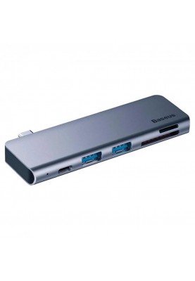 Мультипортовий адаптер Baseus Harmonica Five-in-one HUB Adapter Grey (CAHUB-K0G)