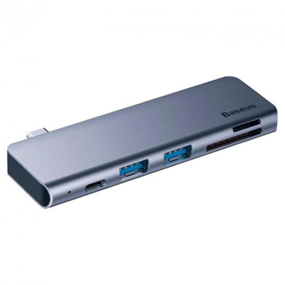 Мультипортовий адаптер Baseus Harmonica Five-in-one HUB Adapter Grey (CAHUB-K0G)