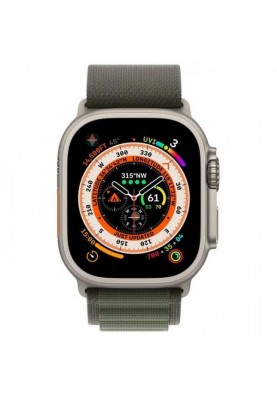 Смарт-годинник Apple Watch Ultra GPS + Cellular 49mm Titanium Case with Green Alpine Loop-Small (MNHC3/MNHJ3)