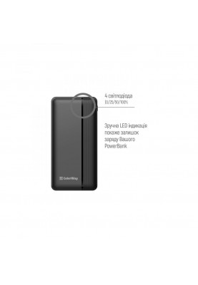 Зовнішній акумулятор (павербанк) ColorWay 30000 mAh High-power Black (CW-PB300LPA3BK-PD)