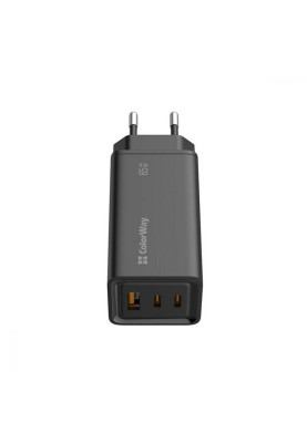 Зарядний пристрій ColorWay GaN3 Pro Power Delivery (USB-A + 2 USB TYPE-C) (CW-CHS039PD-BK)
