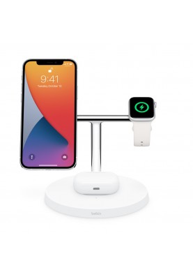 Док-станція Belkin BOOST CHARGE PRO 3-in-1 Wireless Charger with MagSafe White (HPGA2, WIZ009ttWH-APL)