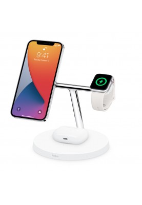 Док-станція Belkin BOOST CHARGE PRO 3-in-1 Wireless Charger with MagSafe White (HPGA2, WIZ009ttWH-APL)