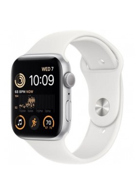 Смарт-годинник Apple Watch SE 2 GPS 44mm Silver Aluminum Case with White Sport Band (MNK23)