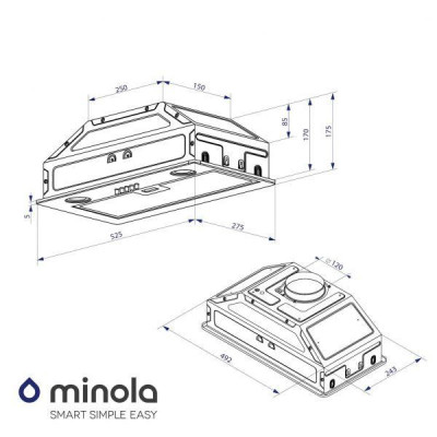 Вбудована витяжка Minola HBI 5204 GR 700 LED