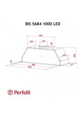 Витяжка, що вбудовується Perfelli BIS 5684 BL 1000 LED