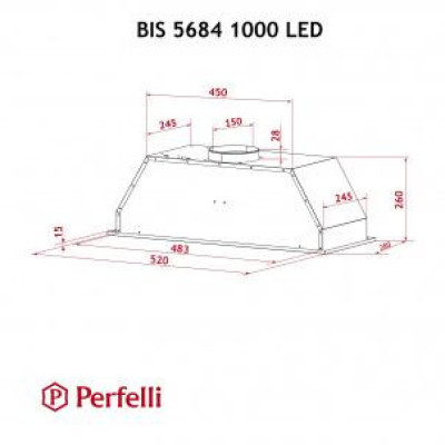 Витяжка, що вбудовується Perfelli BIS 5684 BL 1000 LED