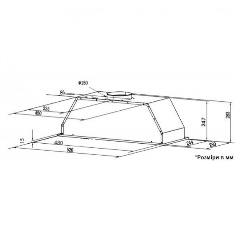 Витяжка, що вбудовується Interline SWAY WH A/60 GL/S