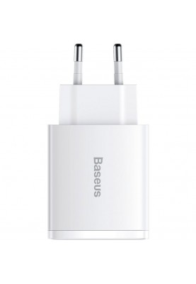 Зарядний пристрій Baseus Compact Quick Charger 2U+C 30W White (CCXJ-E02)