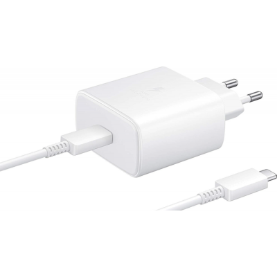 Зарядний пристрій Samsung 45W Compact Power Adapter з Type-C to Type-C Cable White (EP-T4510)