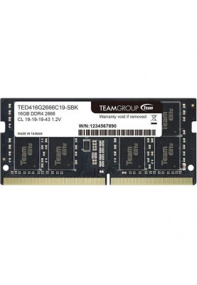 Пам'ять для ноутбуків TEAM 16 GB SO-DIMM DDR4 2666 MHz Elite (TED416G2666C19-S01)