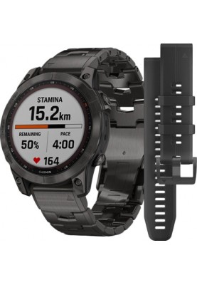 Смарт-годинник Garmin Fenix 7 Sapphire Solar C. Grey DLC Titanium w. Carbon Grey DLC V. Titanium Band (010-02540-39)