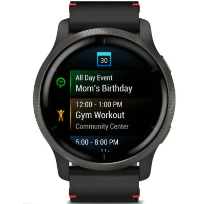 Смарт-годинник Garmin Venu 2 Slate with Black Leather Band (010-02430-21)
