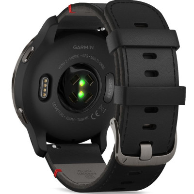 Смарт-годинник Garmin Venu 2 Slate with Black Leather Band (010-02430-21)