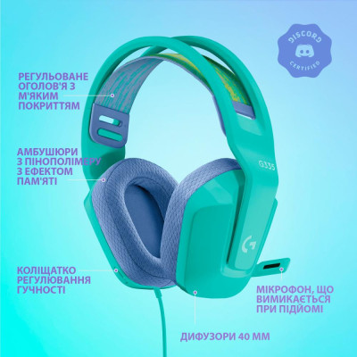 Комп'ютерна гарнітура Logitech G335 Wired Gaming Mint (981-001024)
