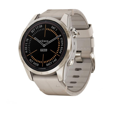 Смарт-годинник Garmin Fenix 7S Sapphire Solar Soft Gold w. Limestone L. Band (010-02776-30)