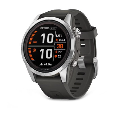 Смарт-годинник Garmin Fenix 7S Pro Solar Silver w. Graphite Band (010-02776-00/01)